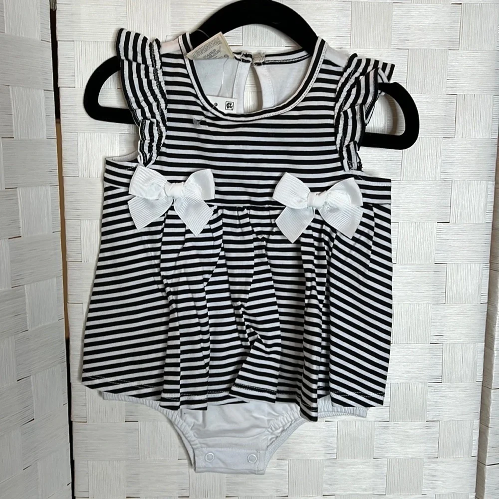 FIRST Impressions Black and White Stripe Sunsuit